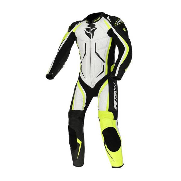 R-TECH Defender GP - 1 PC Racing Suit - White Black Yellow Flouro