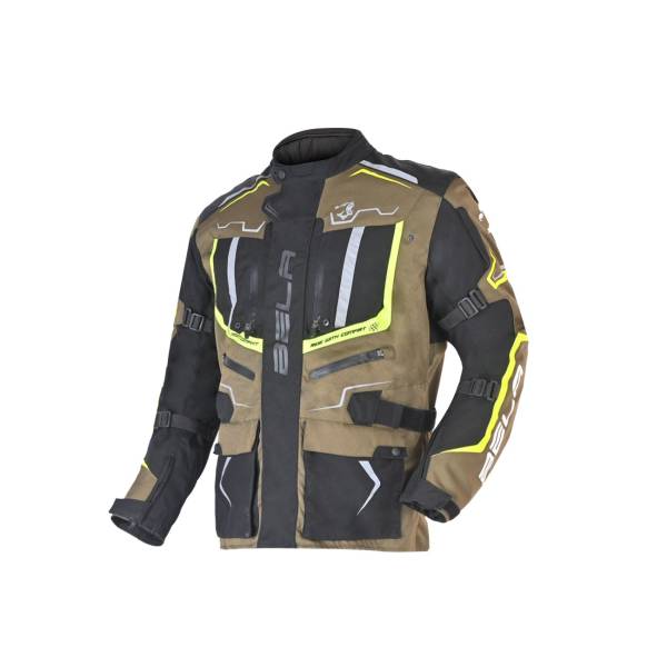 BELA Watson - Touring Jacket - Black Khaki Yellow Flouro White