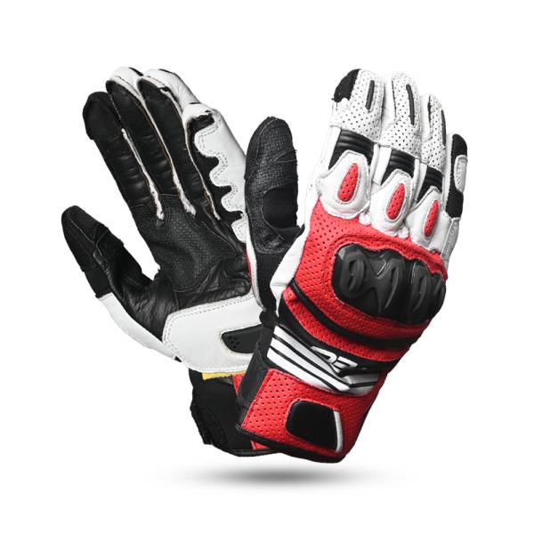 R-TECH Rocco Racing Gloves - BLACK FLOURO RED