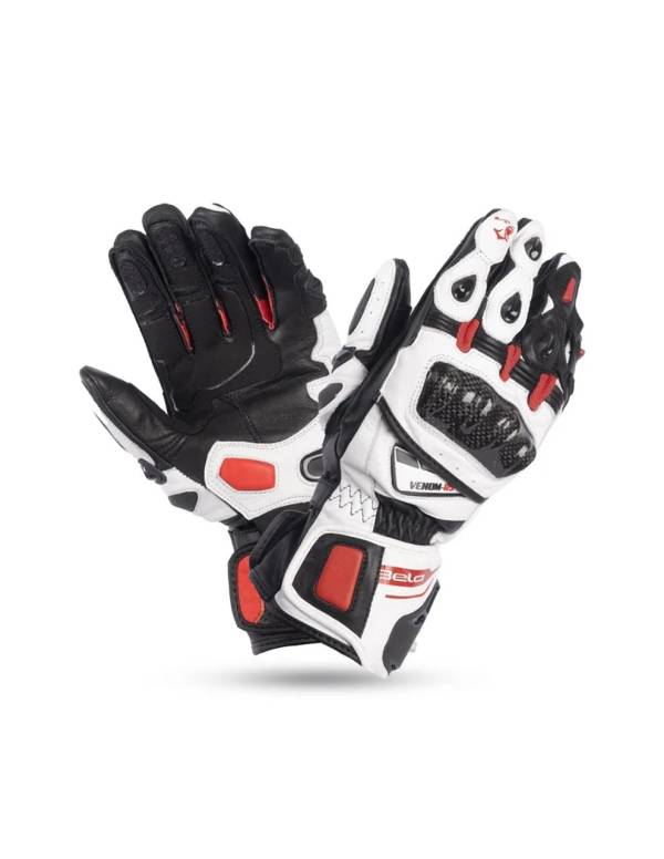 Venom RS Racing - Gloves - White Black Red